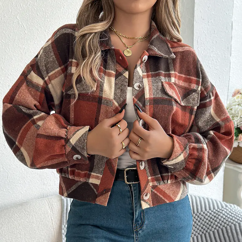 Womens Button Down Shirts Jacket Long Sleeve Plaid Shackets Business Casual Blouse Top # Fyp. # viral # foryou # tiktokmademebuyit. # makeup # foodtok # homegoods # trendingvideo. # obsessed. # economy