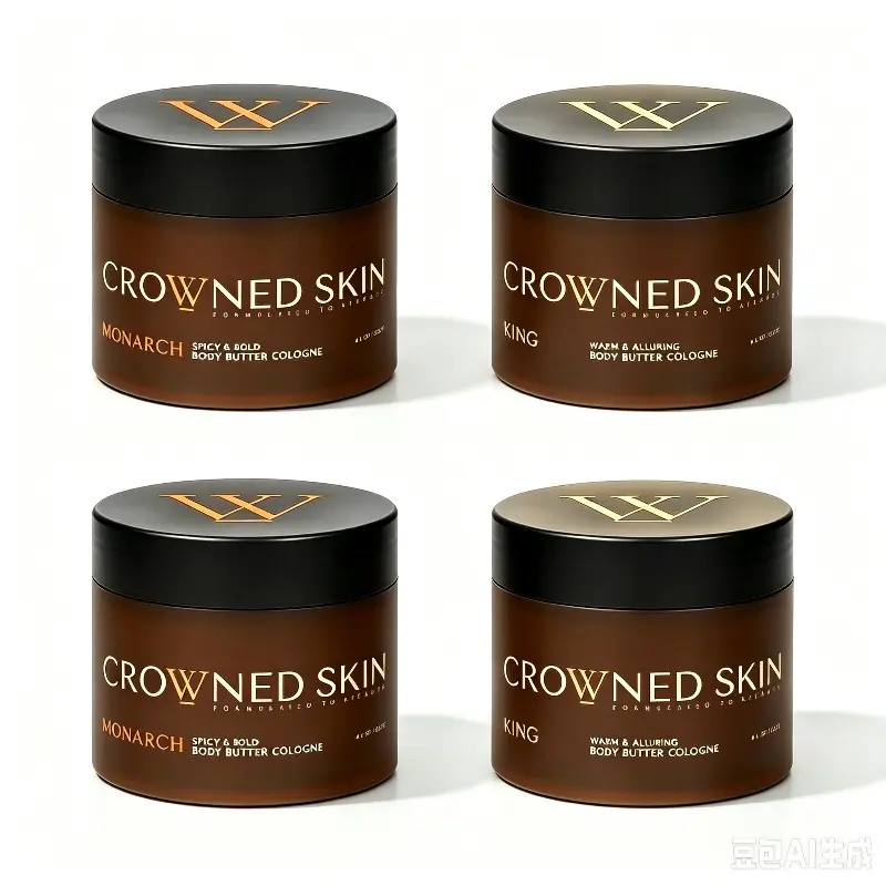 4 Pack Crowned Skin Men Body Butter Set | 2 Monarch + 2 King Scent, Long‑Lasting Cologne Body Moisturizer 4.4oz Each
