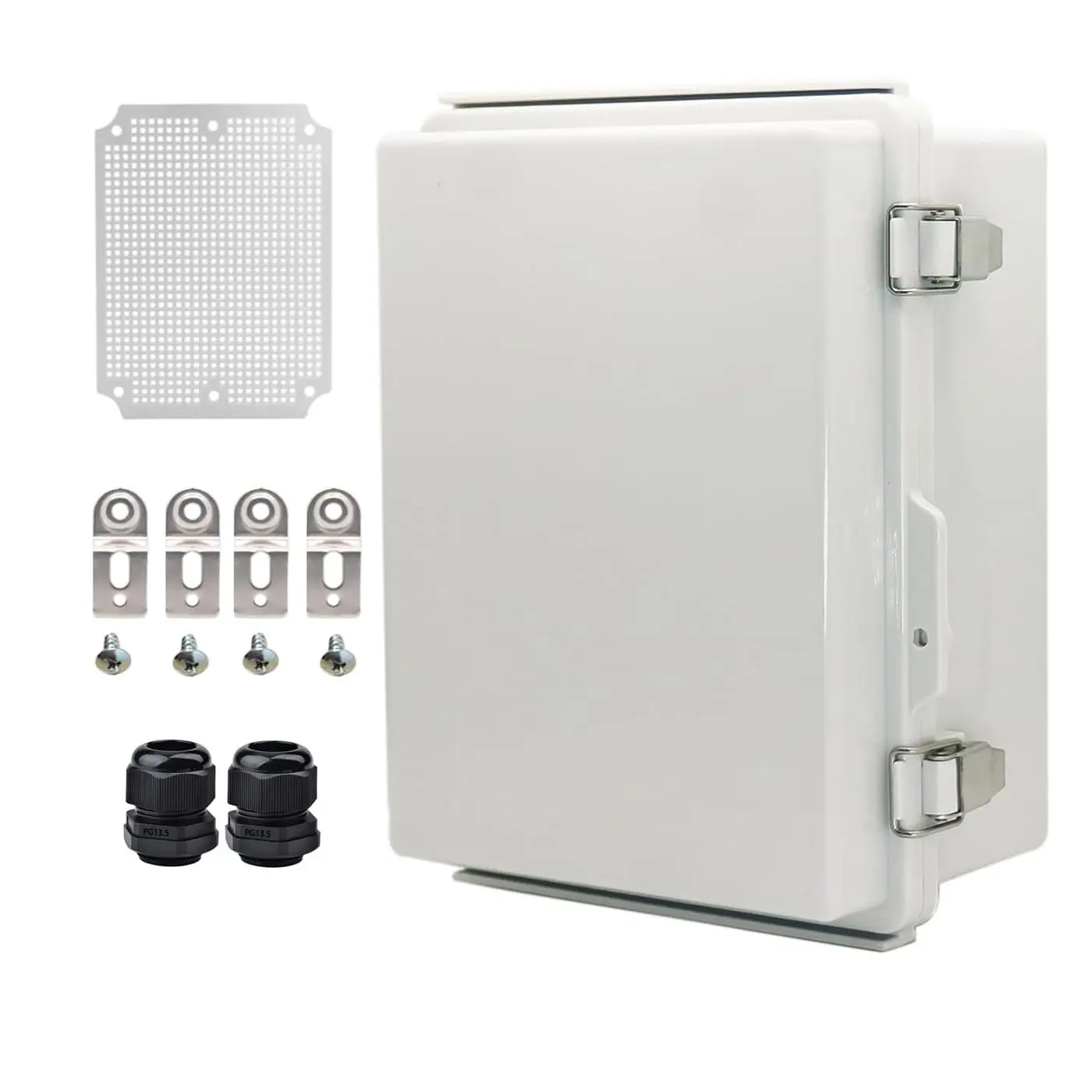 Outdoor Waterproof Electrical Box Junction Box Weatherproof IP67 ABS Plastic Enclosure Switch Router Project Box Electronics DIY Enclosure With Mounting Plate Wall Bracket Grey 8.6"x6.6"x4.3"