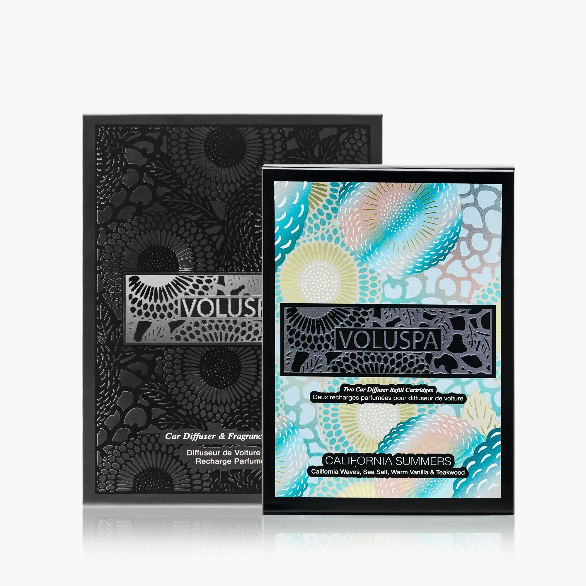 In-Car California Summers Fragrance Diffuser Starter Kit with Ocean Wave Cartridge, 30-Day Refills Bundle