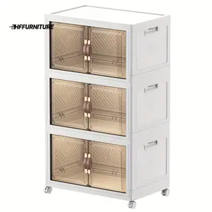 New store discount New store discount Stackable Storage Bins With Lids and Double Doors Plastic Storage Box Collapsible Organizer with Wheels Large Folding Storage Containers for Home Organization