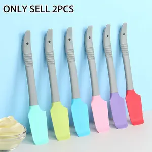 2-Piece Dual-Sided Bent Silicone Spatula, Long Handle Food-Grade Scraper, Ideal for Jam, Peanut Butter, and Container Residue Removal