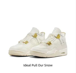 Soft cream off-white leather low-top sneakers with shiny metallic gold mesh hardware & matching gold tint air cushion