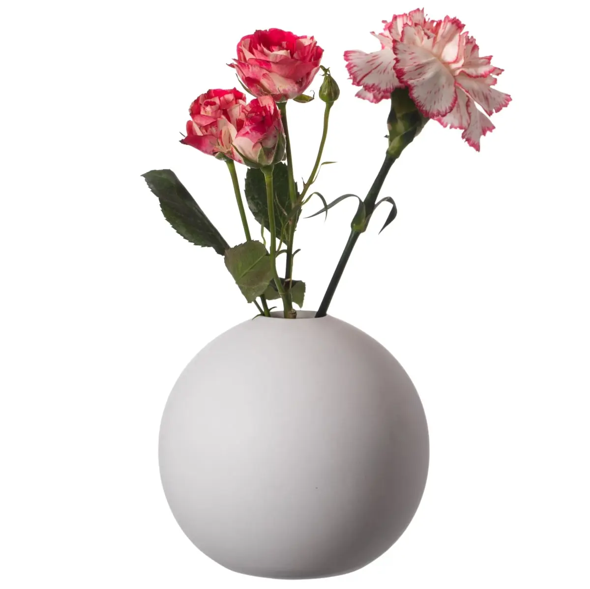 360 Stand 4-in Round White Ceramic Table Vase - Leakproof, Modern, Bohemian, Minimalist Decorative Centerpiece Flower Holder, Gift for Weddings, Dining Rooms, Entryway, Kitchen, Farmhouse Home Decoration, Standing, Compact, Valentines Day, Flower Vases, D