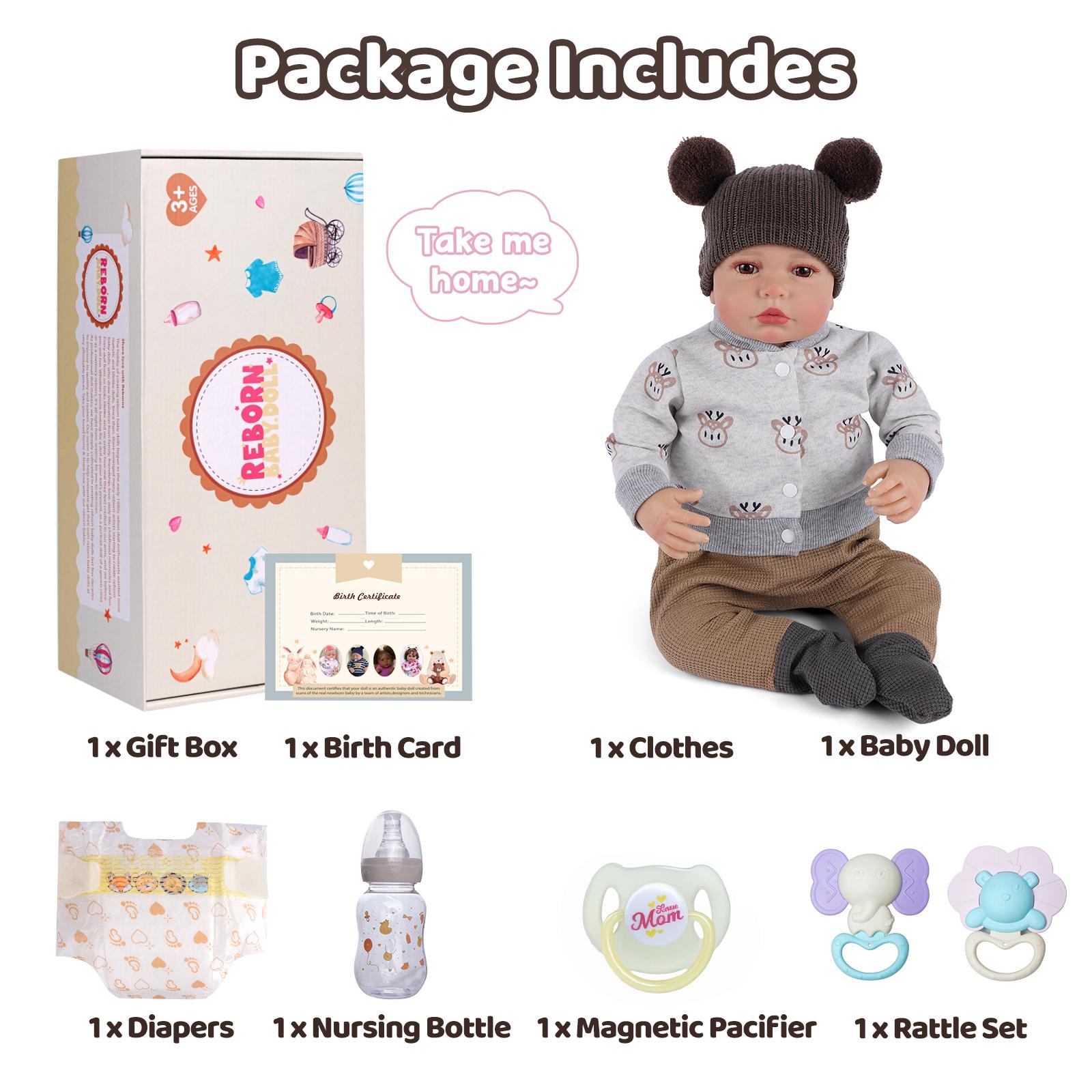 BABESIDE Lifelike Reborn Baby Dolls 20Inch Fabric Body Vinyl Limbs Real Life Baby Dolls with Toy Accessories for Kids Age 3+ Suitable Gifts for Mother's Day Valentine's Day Children's Day & Christmas