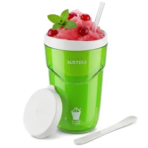 SUSTEAS Slushie Maker Cup Slush and Shake Maker with Lid, DIY Slushie Cup with Freezer Core for Quick Frozen Homemade Single-Serving Slushie, Fruit Smoothies, and Milkshakes in Minutes, BPA-free