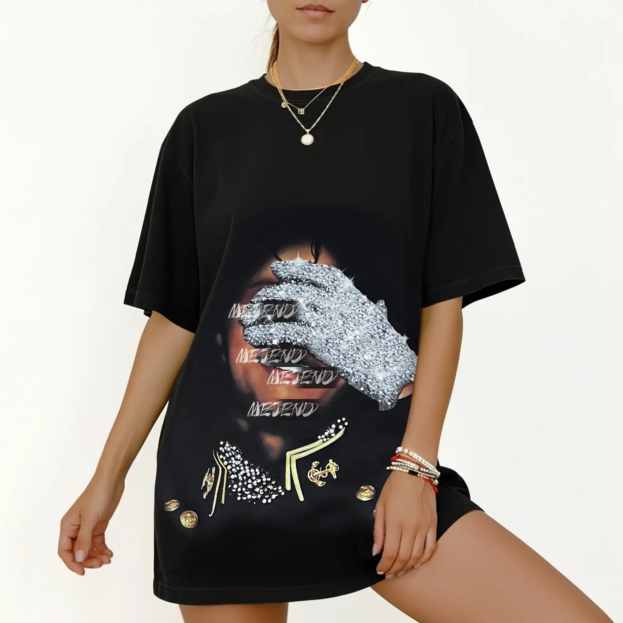 MeJend Women's Baggy Graphic T-Shirt, Unisex 100% Cotton Crewneck Top for Casual Summer Streetwear
