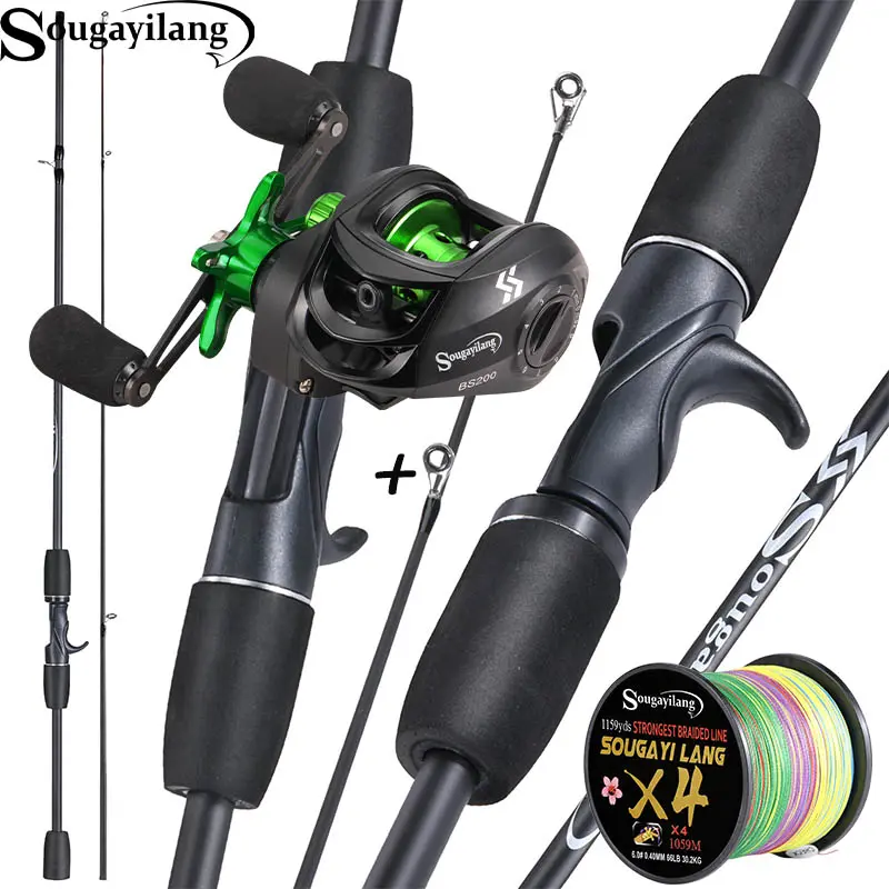 Sougayilang 1.8m/6ft Fishing Rod and Fishing Reel Casting Set 5 Color 7.2:1  High