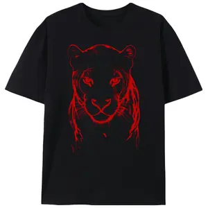 Red Outline Black Panther Graphic T-Shirt |   Edgy Streetwear for Men & Women |   Bold Animal Print Tee