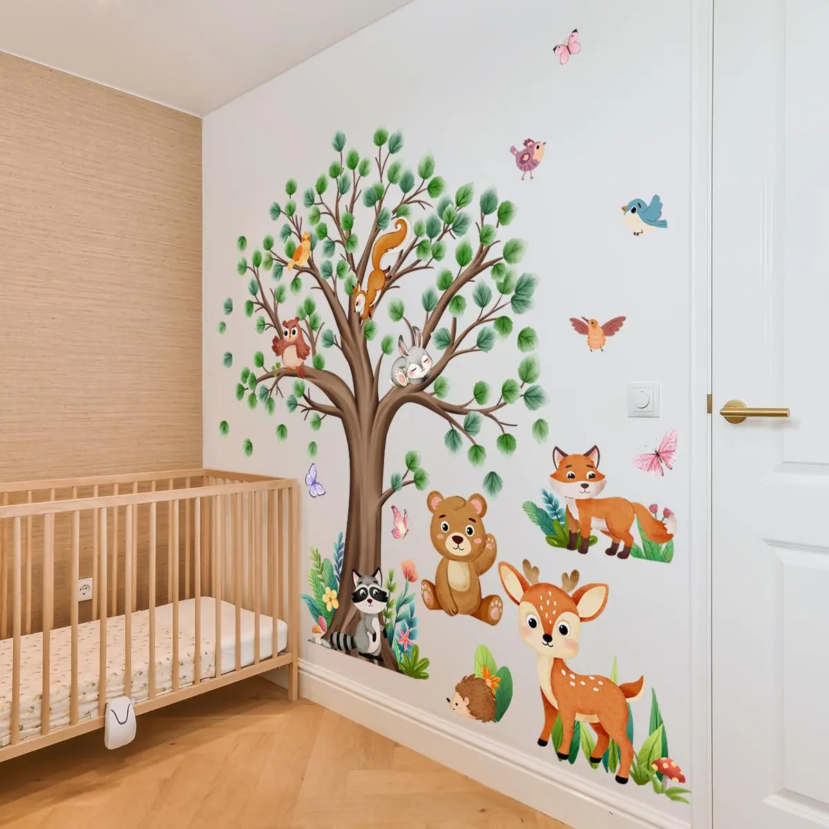 Cartoon Animal Pattern Wall Sticker, Self Adhesive Wall Decal, Decorative Sticker for Home Bedroom Living Room