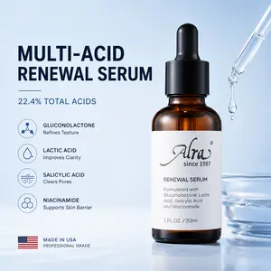 ALRA US Clinic Formula 30ml Gentle Pain-Free Peel Serum Gluconolactone Lactic Salicylic Acid Niacinamide Exfoliant for Bumpy Texture Smoothing Daily Facial Glow Brightening Pore Minimizer Dullness Dark Spot Corrector