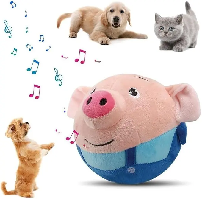 Bounce and Sing Pig Interactive Dog Toy,Funny Sound Training Ball for Dogs