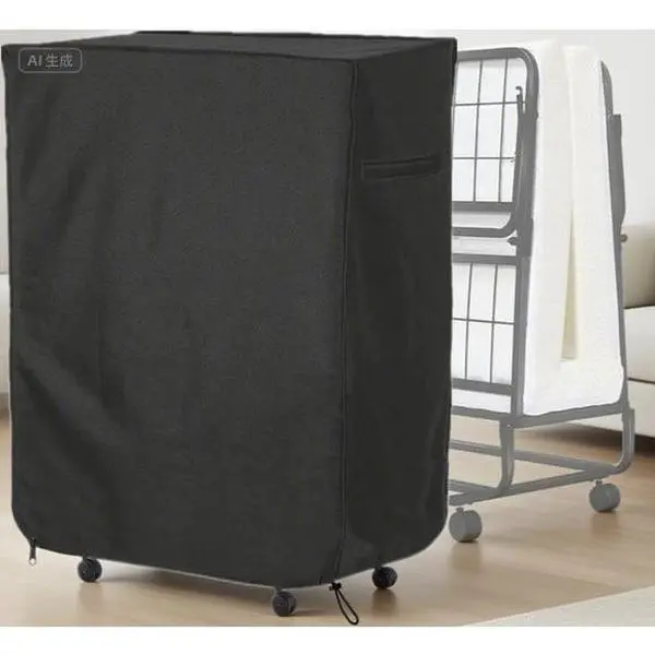 "Black Dustproof Waterproof Folding Bed Cover, Thickened Rollaway Storage Protector with Metal Zipper, Adjustable Drawstring for Foldable Cots, Durable Travel Cot Encasement, Breathable Washable Mattress Protector" Decor Defense Garage Lightweight
