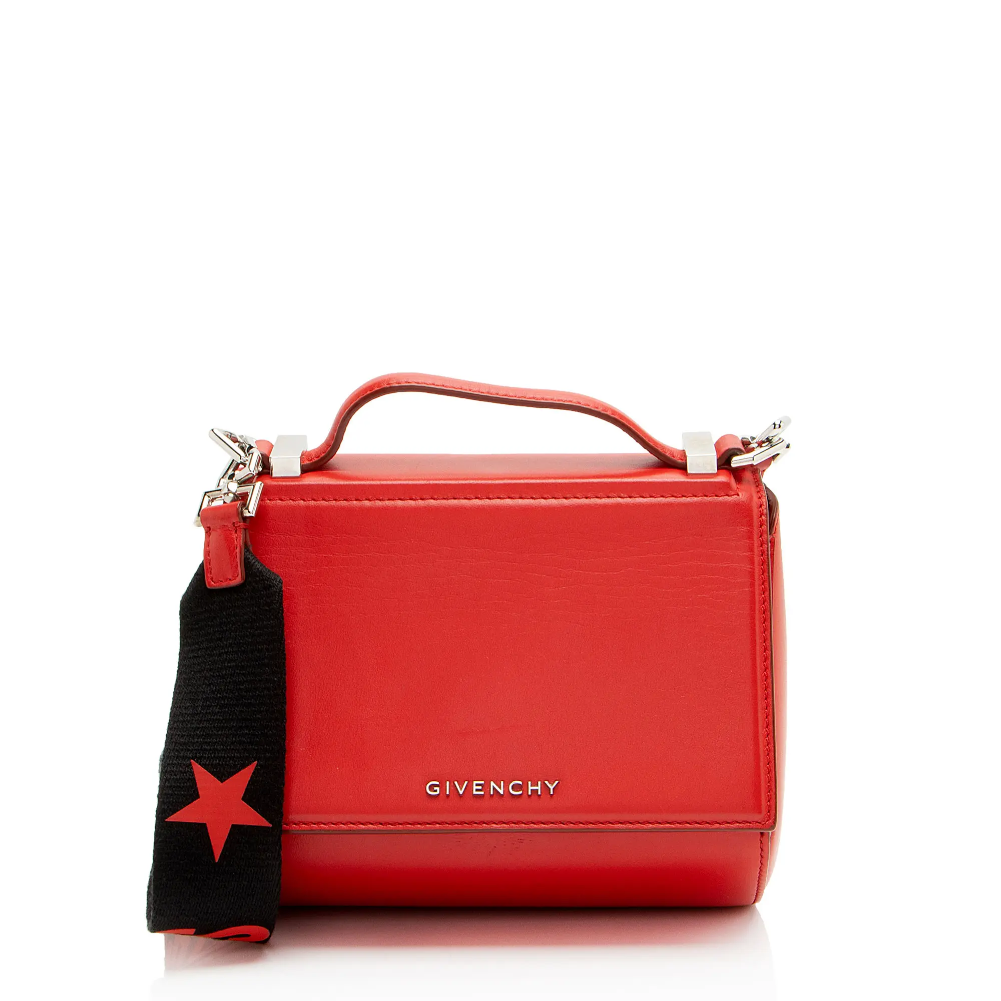 Pre-owned GIVENCHY Calfskin Shoulder Bags Pandora Box Logo Strap Mini Shoulder Bag