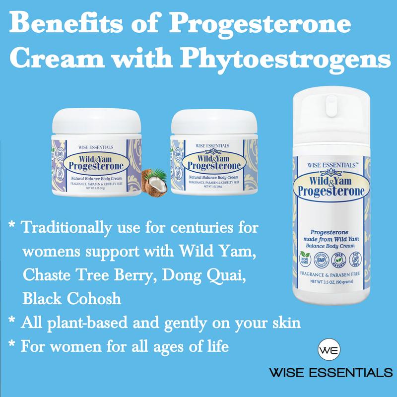 Wise Essentials Wild Yam Progesterone Phytoestrogen Body Cream with Organic Coconut Aloe Vera & Shea Butter for Hormone Balance 2 oz Hydrating Jojoba for menopause, perimenopause, hot flashes and symtom comfort