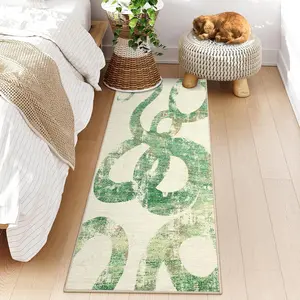 GARVEE Washable 2x6 Runner Rug in Soft Non-Slip Green, Low Pile Ultra Thin Design for Kitchen, Hallway, Entryway, Bathroom, and Laundry with Foldable, Lightweight, Non-Shedding Snake Print Mat