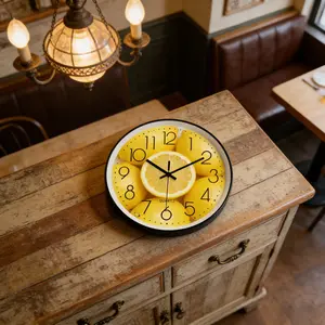 Silent Lemon Wall Clock, Modern Minimalist Design for Dining Room, Home Silent Art Clock, Creative Decorative Clock, No Tick-Tick Sound, Digital Clock