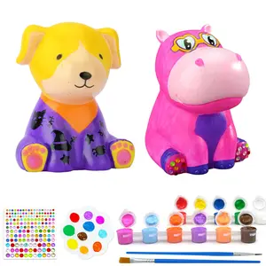 DIY Night Light, Paint Your Own Lamp Kit Arts and Crafts Kit Art Supplies for Girls Boys Kids 4-8 Creative Gifts for Birthday, Halloween, Christmas, Party（ Dog & Hippo）