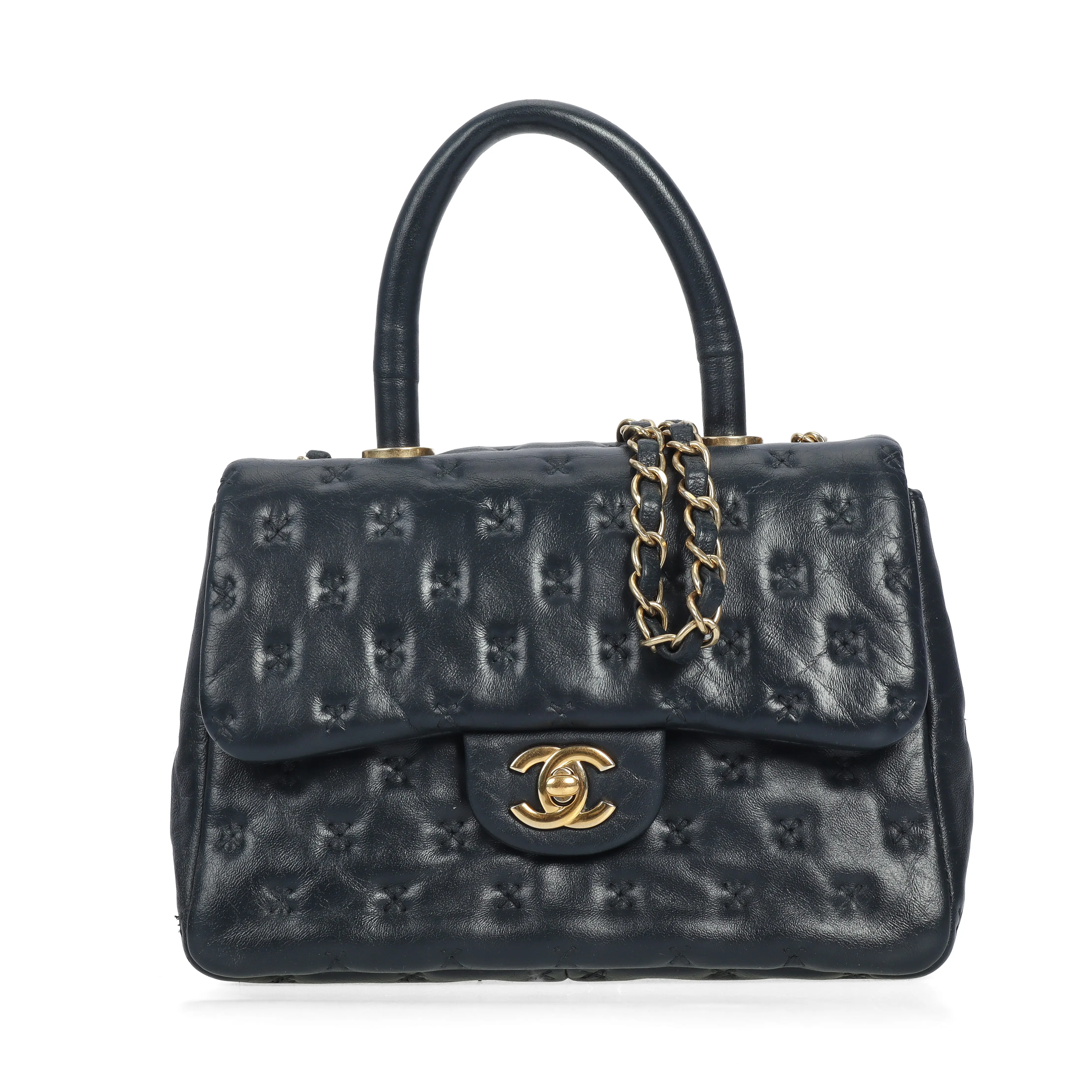 Pre-owned CHANEL Leather Crossbody Bags Coco Handle Cross Stitch Black 10455045