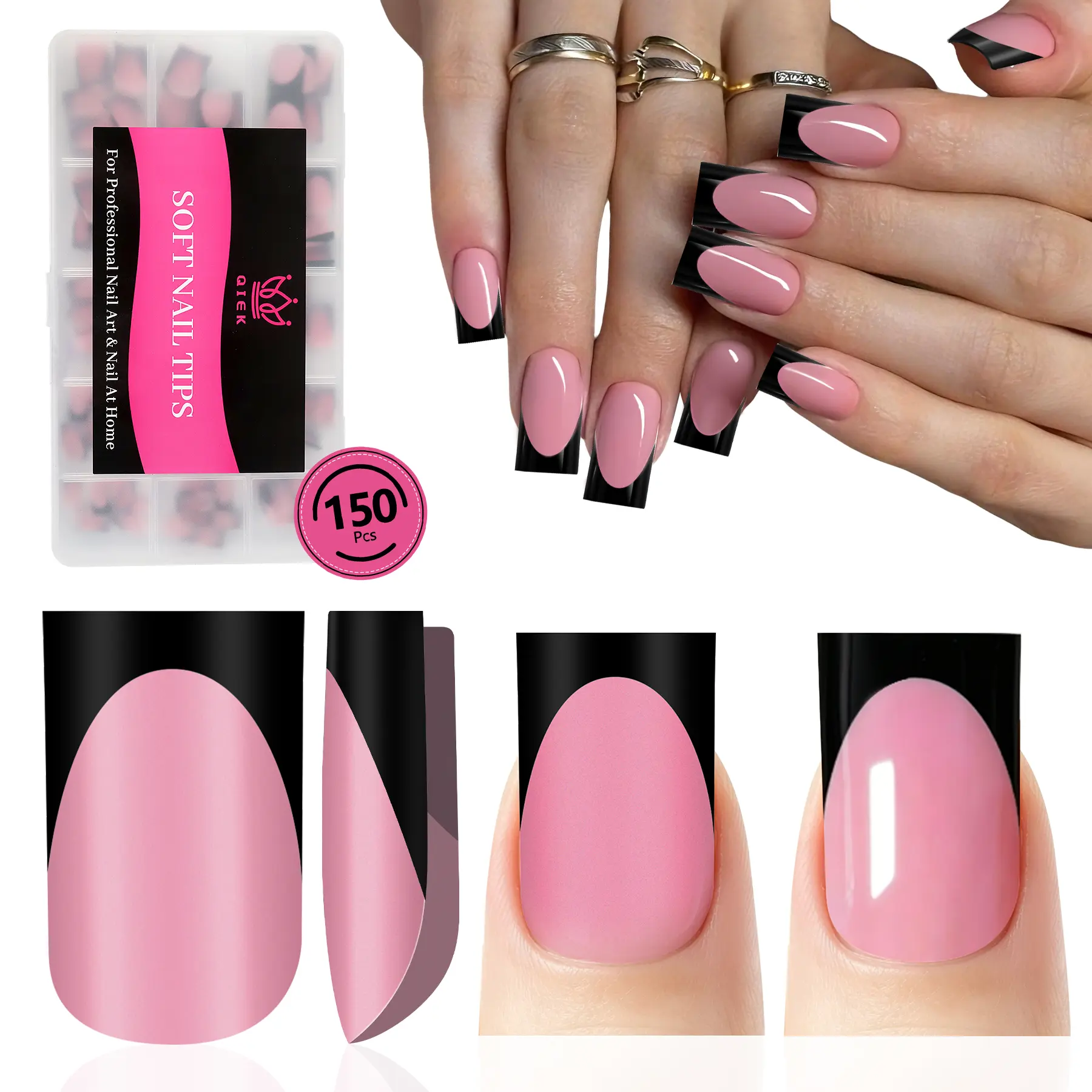 150 PCS Deep Pink Black