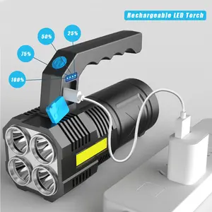 USB Rechargeable Handheld LED Flashlight Outdoor Spotlight Searchlight Work Light