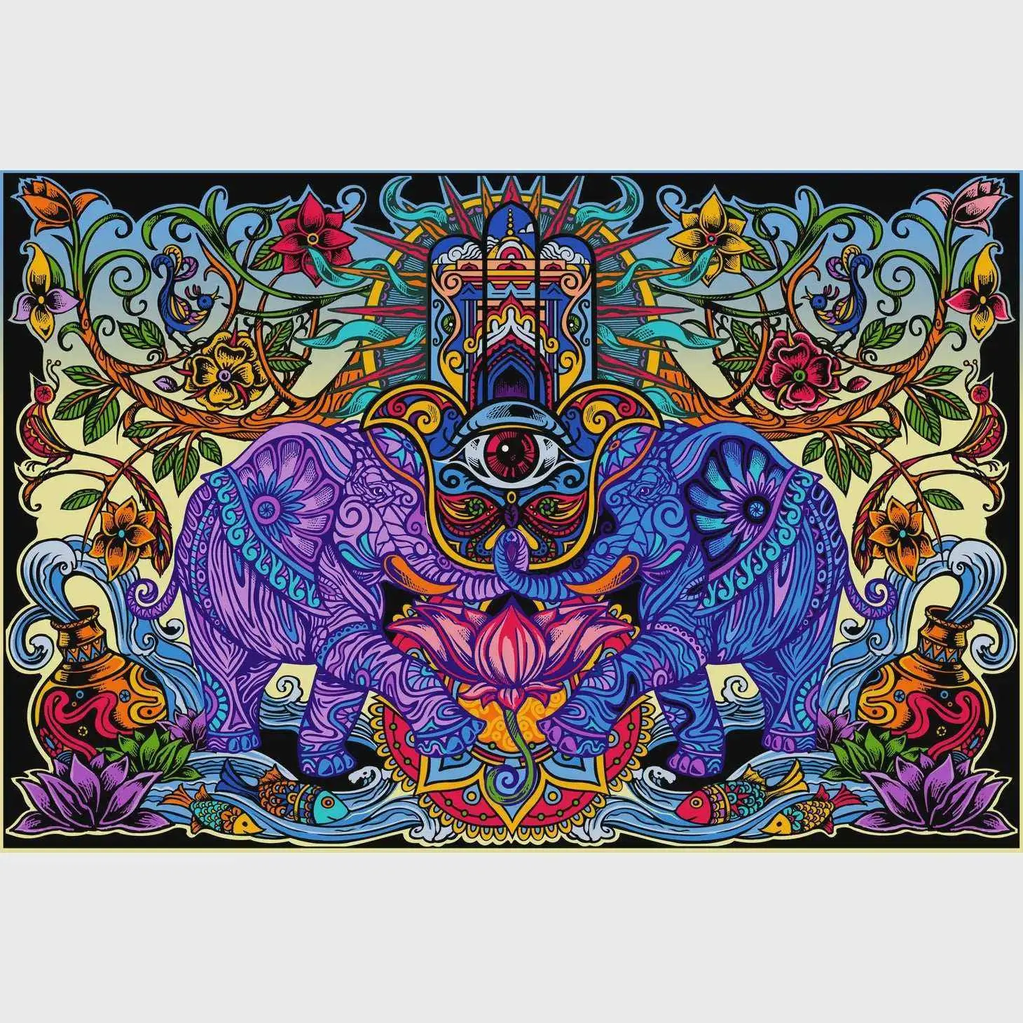 3D Hamsa Dreams Tapestry