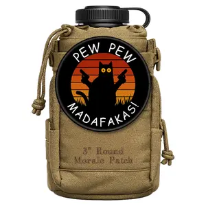 Pew Pew Madafakas Black Cat Meme Funny Morale Patch 3” Round Hook & Loop Back for Hats Jackets Tactical Vests Plate Carriers EDC Gear & Humor Patch Collectors