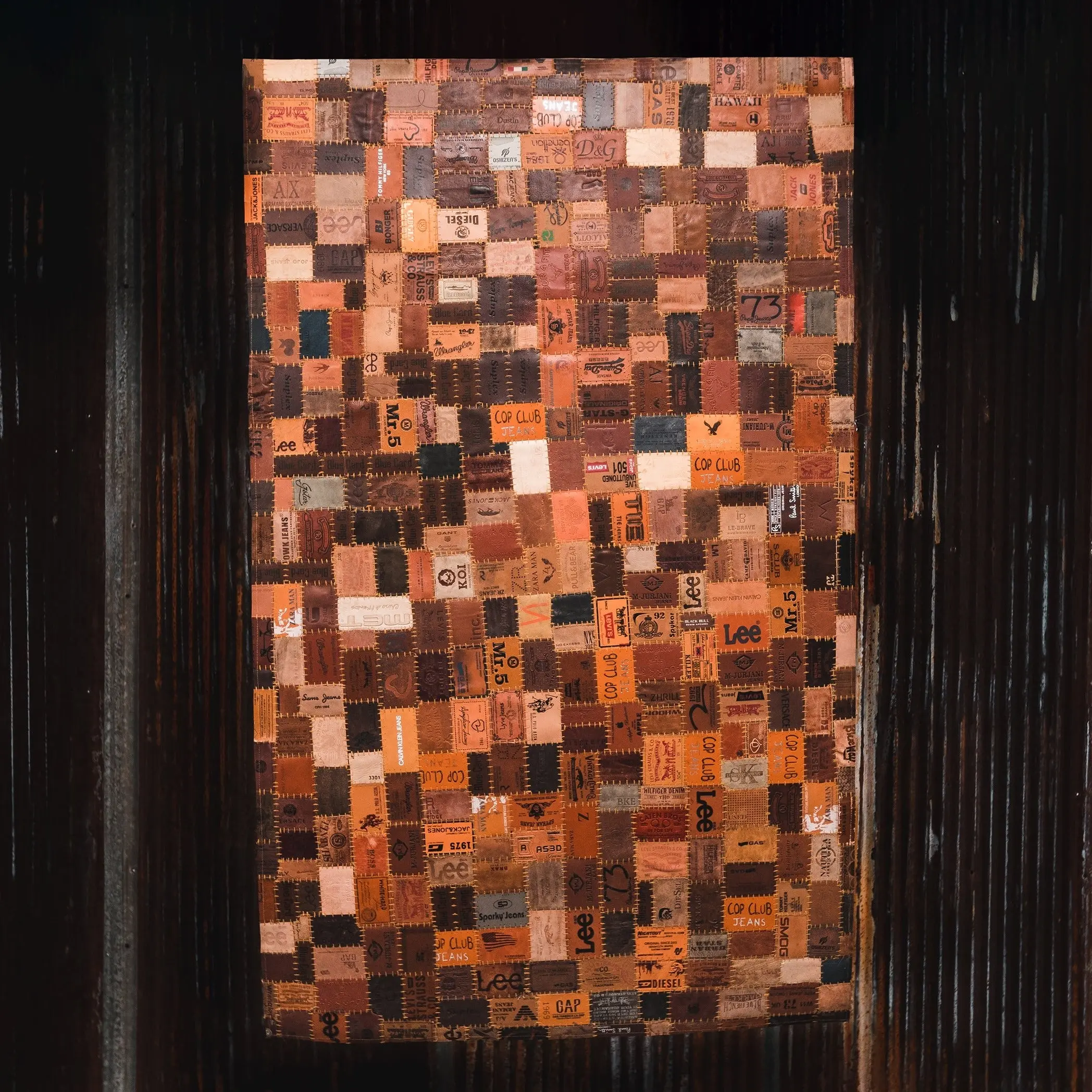 Leather Repurposed Jean Tag Floor Rugs - Designed by F&A