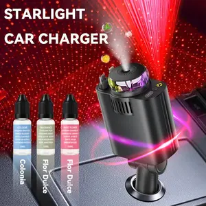 Smart Car Charger & Aromatherapy Diffuser with Starlight Mood Lighting - Retractable Fast Charging + 3 Premium Perfumes for the Ultimate Car Experience – Perfect Christmas Gift for Men & Car Enthusiasts