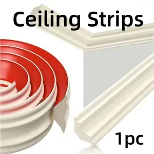 3.5cm X 2m Self-Adhesive Wallpaper Trim Strip, Moisture-Proof Foam Corner Decor, Ceiling Edge Line for Living Room, Baseboard Material