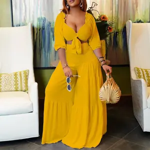 Summer Autumn Clothes   Plus Size 2 Piece Sets Women Sexy Fashion Elegant Party V Neck Backless Low Cut Tops High Waist Wide Leg Pants Set Womenswear Check Light Suits Gamis