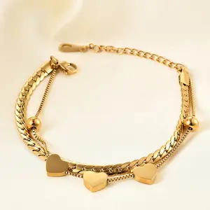 Yunsu Personalized heart-shaped bracelet niche design multi-layer winding titanium steel heart bracelet female jewelry