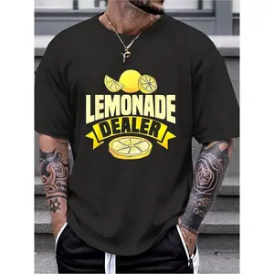 Men's & Women's Plus Size "Lemonade Dealer" Graphic T-Shirt |       Lemon Print Casual Summer Crew Neck Tee