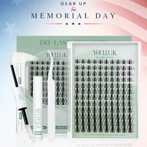 YOULUCK Demon Wink DIY Lash Extension Kit Clusters Individual Lashes Wispy Volume Set Beginner Friendly Lash Bond & Seal Tweezer for Home Makeup