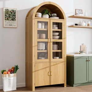 Oneinmil 71" Tall Arched Kitchen Pantry Modern Farmhouse Wood Storage Cabinets Versatile Cupboard for Dining Room & Kitchen Wood bedroom closet nursery duck.