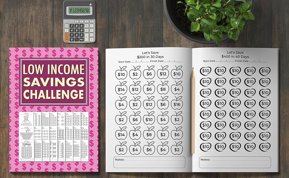 Low Income Savings Challenge Book: Simple Money Savings Challenges Tracker for Women, Easy Way to Save Money $100, $150, $200, $250, $300, $400, $500, $1000, $1500, $3000, $5000, $10000…