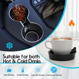 Car Cup Coaster – 2 Pack Universal Non-Slip Bling Crystal Rhinestone Cup Holders, Stylish Car Interior Accessories (Black)