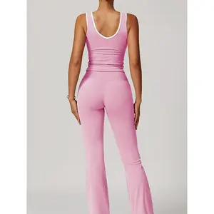 2-piece Solid Color Basic Fitness Yoga Set