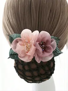 Women's Elegant Flower Decor Hair Bun Net, 2024 New Style Cute Trendy Hair Bun Net, Fashionable Hair Accessories for Women & Girls Hairstyles Ideas Floral Hairbands, Vintage Hair Wrap