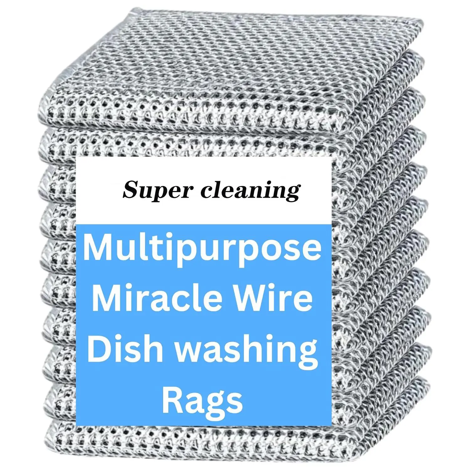 Double-sided Scratch Resistant Metal Wire Dishwashing Cloth, 8 Counts Multipurpose Dish Washing Cloth, Thick Cleaning Cloth, Durable Cleaning Supplies, Suitable for Wet and Dry Cleaning, Dishcloths For Washing Dishes, Thickened Cleaning Cloth