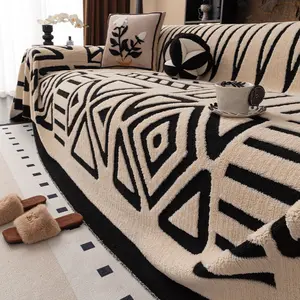 Soft Velvet Sofa Cover, Sofa Slipcover, Bohemian Style, Geometric Patterns, Pet Friendly, Machine Washable, Suitable for 1-4 Seater/L-Shaped & U-Shaped Couches, Home Decor Haul For Winter