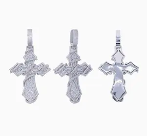 M2-2255 Hip-Hop Vintage Cross Pendant with Stones for Bold High-Tier Fashion Sparkling Jewel Complimentary shipping Iced Spider Medallion Mois Stones Secure Fit