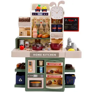 Kids Kitchen Play Set-Interactive Mist & Light Kitchen with Water Circulation Perfect Gift for Boys & Girls Ages 3+ (Green)