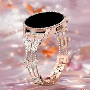 Samsung Smartwatch Band & Case Set, Silver Color Butterfly Design, Compatible with Galaxy Watch Series 3-7, Easy Install, Smartwatch Strap