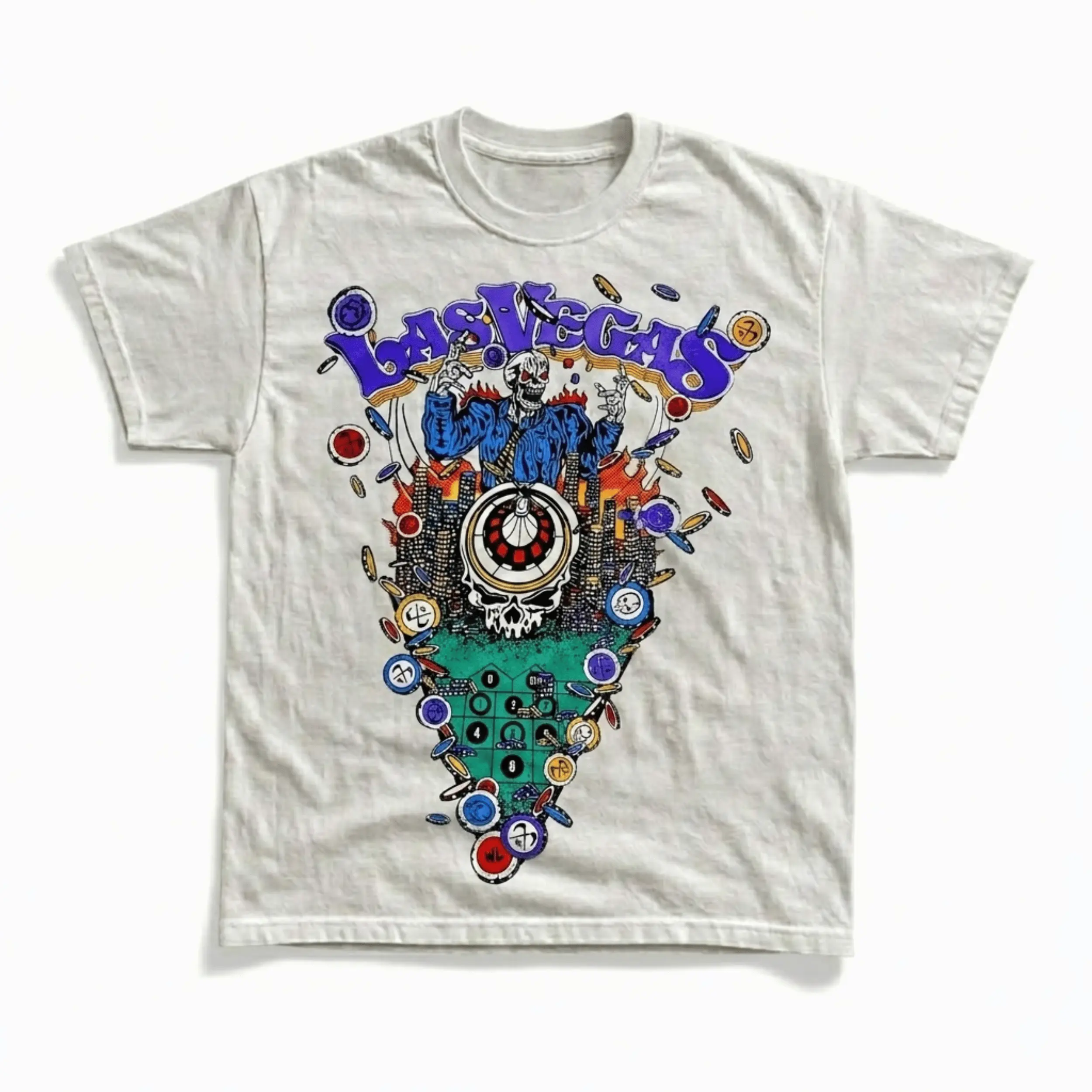 Gildan Men's and Women's T-Shirt, Vintage 8481 Roulette Las Vegas Graphic Tee, Poker T-Shirt, Unisex Gift Skull Shirt, Aesthetic Shirt, Gothic Grunge Y2K Emo Scene Amity Affliction Style Clothes Menswear Womenswear Streetwear