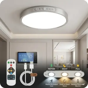 Rechargeable Motion Sensor Ceiling Light - Magnetic, Wireless, Battery-Powered with Remote for Closet, Stairs
