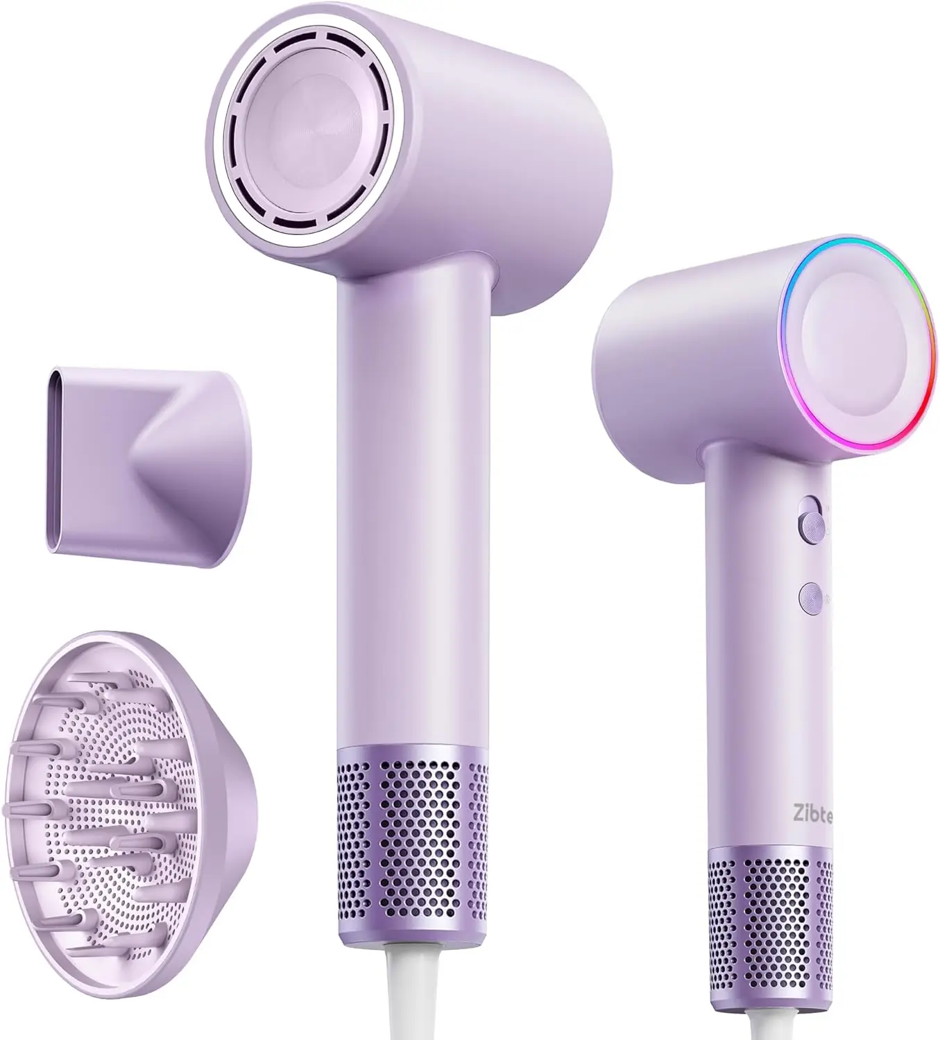 High-Speed Hair Dryer, 160,000 RPM Brushless Motor for Ultra-Fast Drying, 500M Ionic Negative for Frizz Reduce, Low Noise Thermo-Control Blow Dryer with Diffuser for Curly Hair Women and Men,Purple