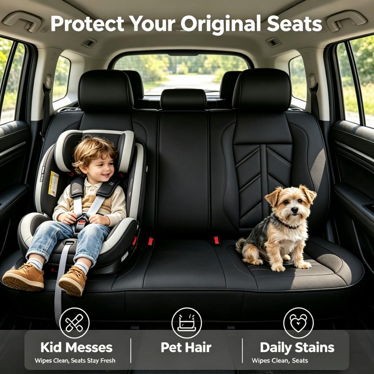 For Dodge Dart 2013-2016/ Nitro 2010-2020 Car Seat Covers, Premium 3D PU Leather 5 Seat Covers Full Set with Storage Pockets, Waterproof Breathable Non-Slip Car Front Rear Seat Cushion Protector Mats, Rear Split Fit 40/60 40/20/40 50/50 ﻿ ﻿