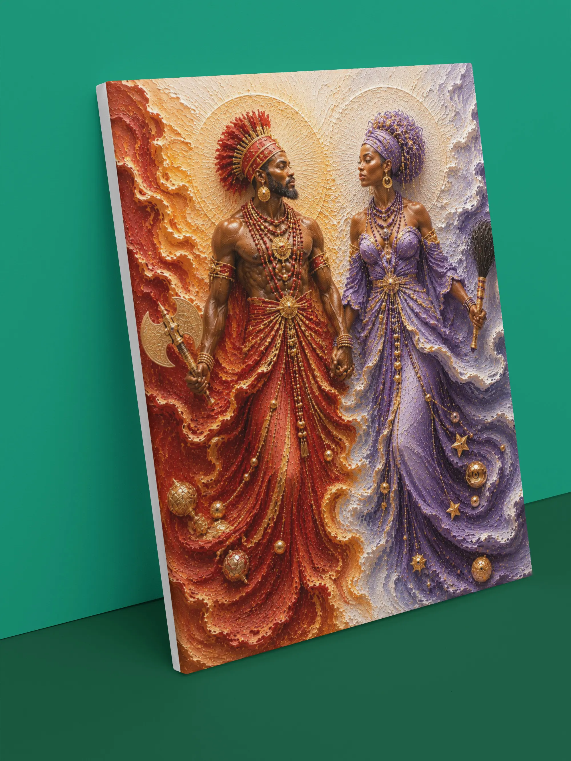 SHANGO Y OYA-Yoruba Religious Canvas Print 16x20 in" | Premium HD | Wall Art with Textured Effect