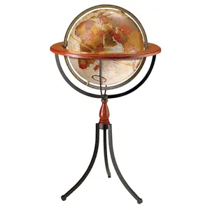 Replogle Made in USA Santa Fe 16″ Antique Raised Relief Floor Globe Bronze Metallic World Globe Wrought Iron Stand Home Decor Gift